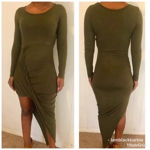 sexy/casual olive green high-low dress‼️